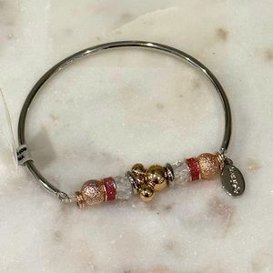 ✨NWT✨ Disney Parks Mickey Mouse Gold Silver Pink Charm Bangle Bracelet